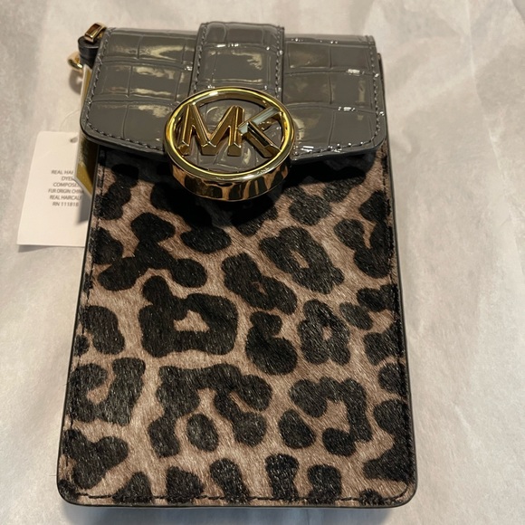 MICHAEL Michael Kors Handbags - MK Heather Grey with animal print - NWT- shopping bag included !